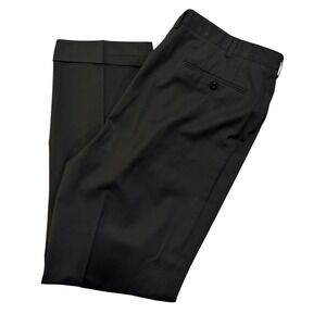 Ermenegildo Zegna Wool Dress Black Pants Mens 38R Flat Front Cuffed
